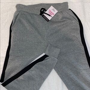 Gray and Black Jogger Sweatpants with Elastic Waistband